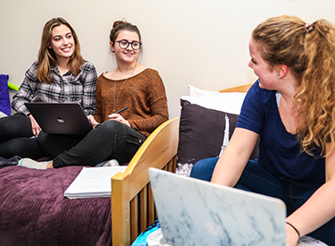 Girls studying in residence. 