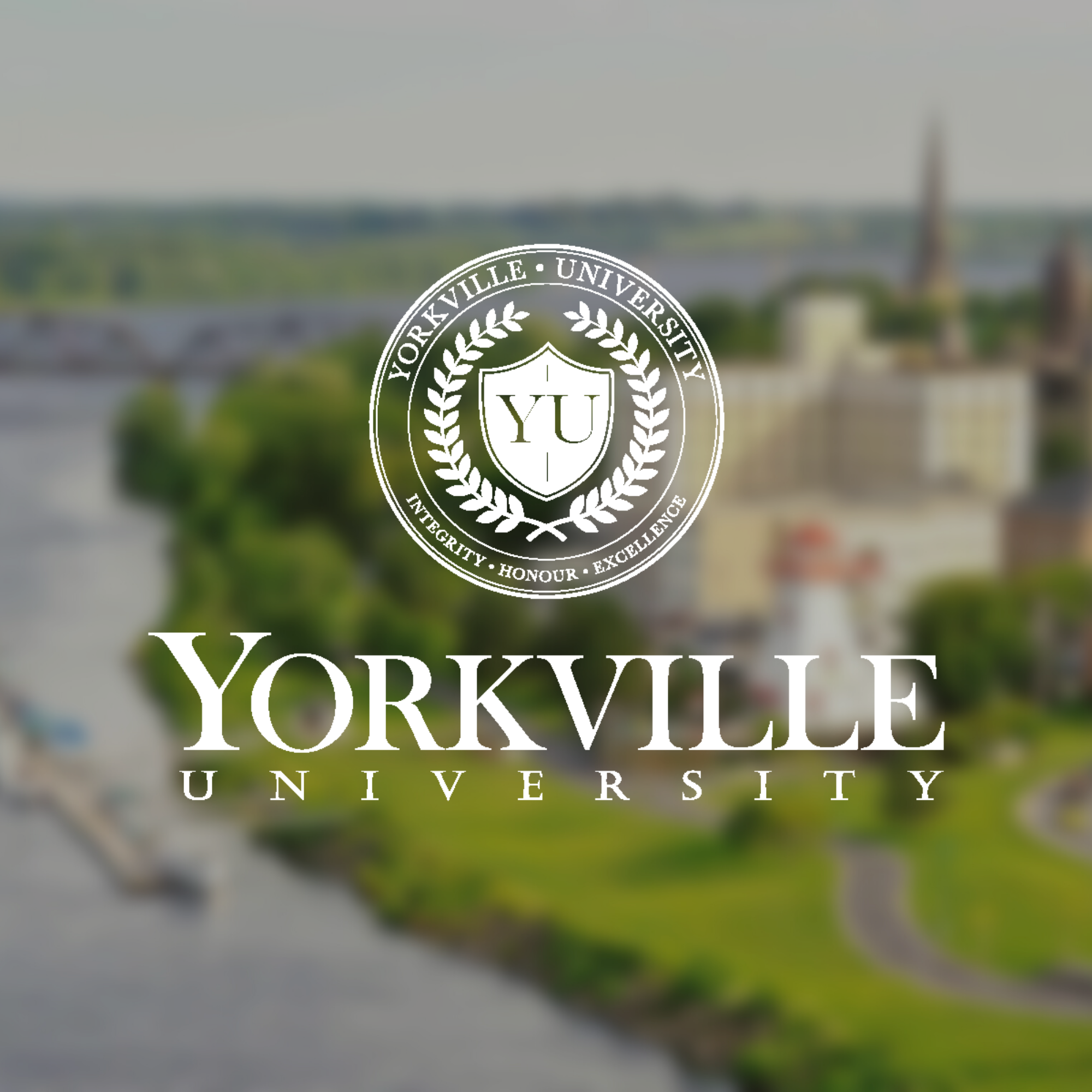 Yorkville University Logo on blurred background