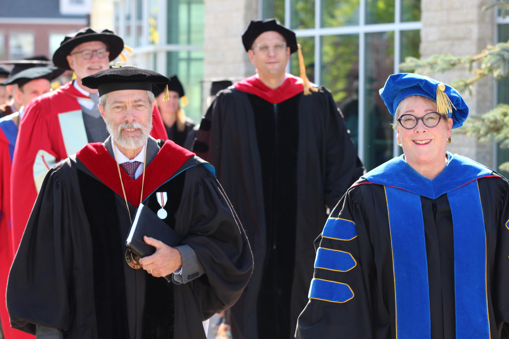 Gordon t Smith and Pamela Nordstrom in convocation regalia