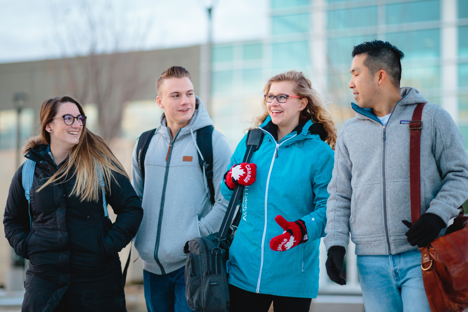 students in front of ambrose university