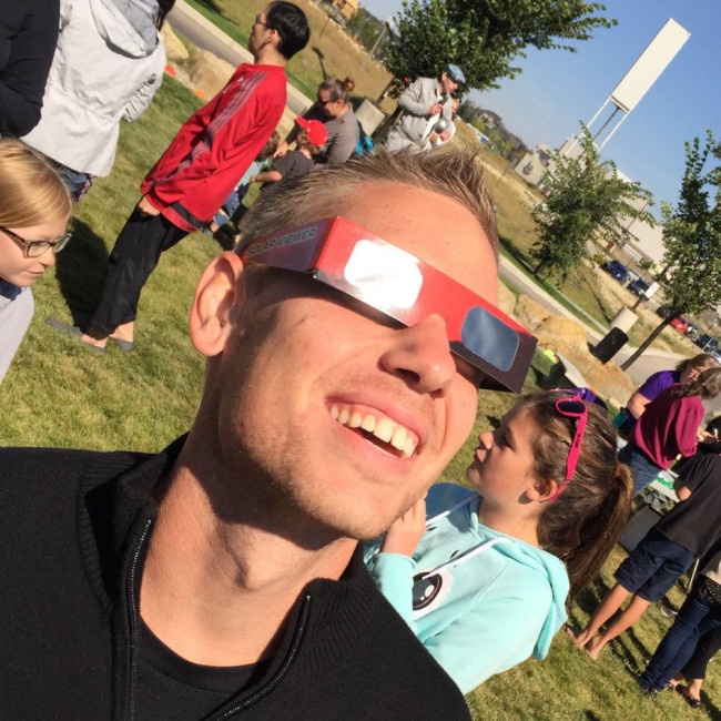 Joel Thiessen staring into the sun